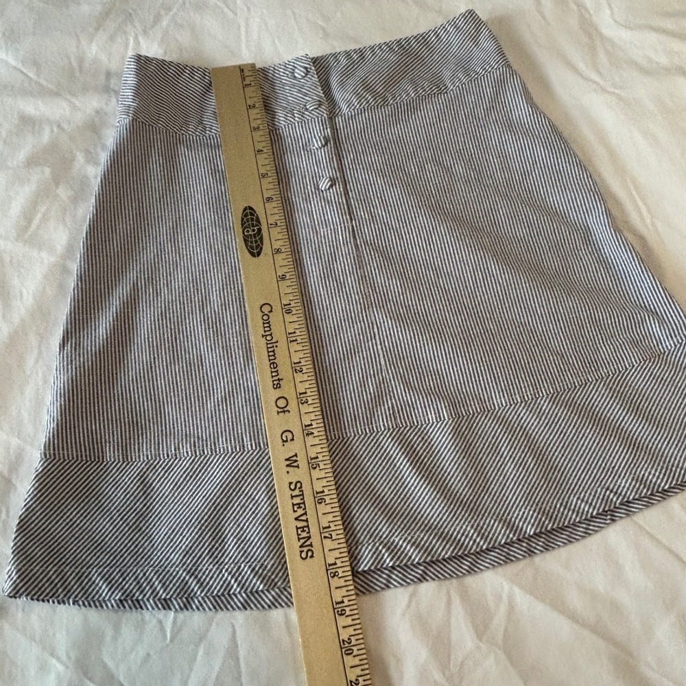 FOR CYNTHIA Petite Striped A-Line Button Front Skirt Navy White Classic Coastal - Picture 4 of 8
